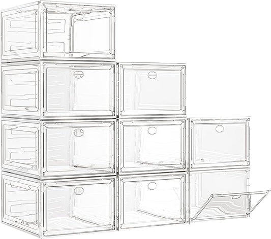 7 code Large Clear Shoe Boxes Organizer【Thicker Material】 Stronger Shoe Box