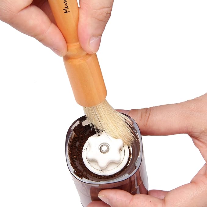Coffee Grinder Cleaning Brush, Wood Handle & Natural Bristles Wood Dusting