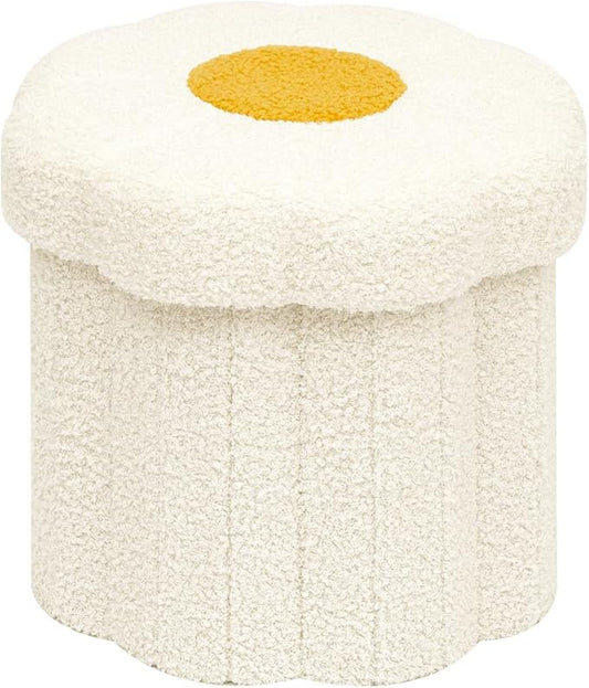 B FSOBEIIALEO Storage Ottoman Foldable, Sunflower Shaped Small Footrest