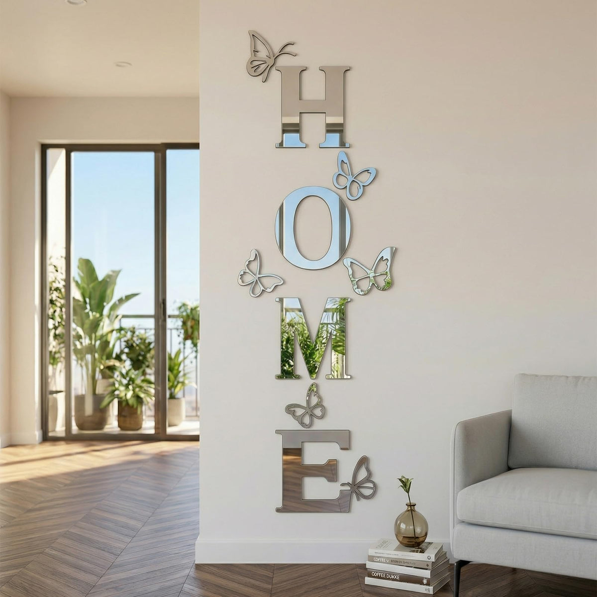Vaabee Home Wall Decor Signs Letters 10PCS Acrylic Mirror Stickers Family House Decorations for Living Room Bedroom Dining Home Modern Decoracion de Pared para Sala,Silver 59x21 Inch