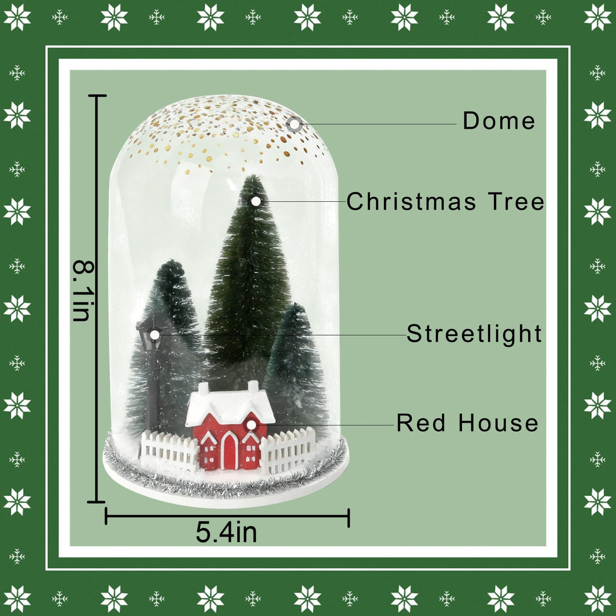Christmas Decorations Table Centerpieces, Christmas Trees and Red House in Dome Cloche, Xmas Winter Tabletop Decor for Tiered Tray Shelf Mantel Fireplace Coffee Bar Office Desk Holiday Decoration