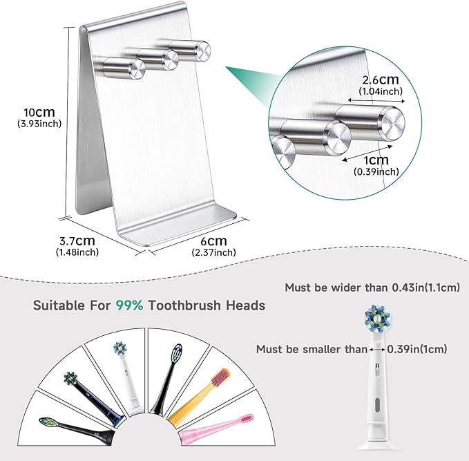 Electric Toothbrush Head Holder Adhesive or Tabletop, Tooth Brush Holder