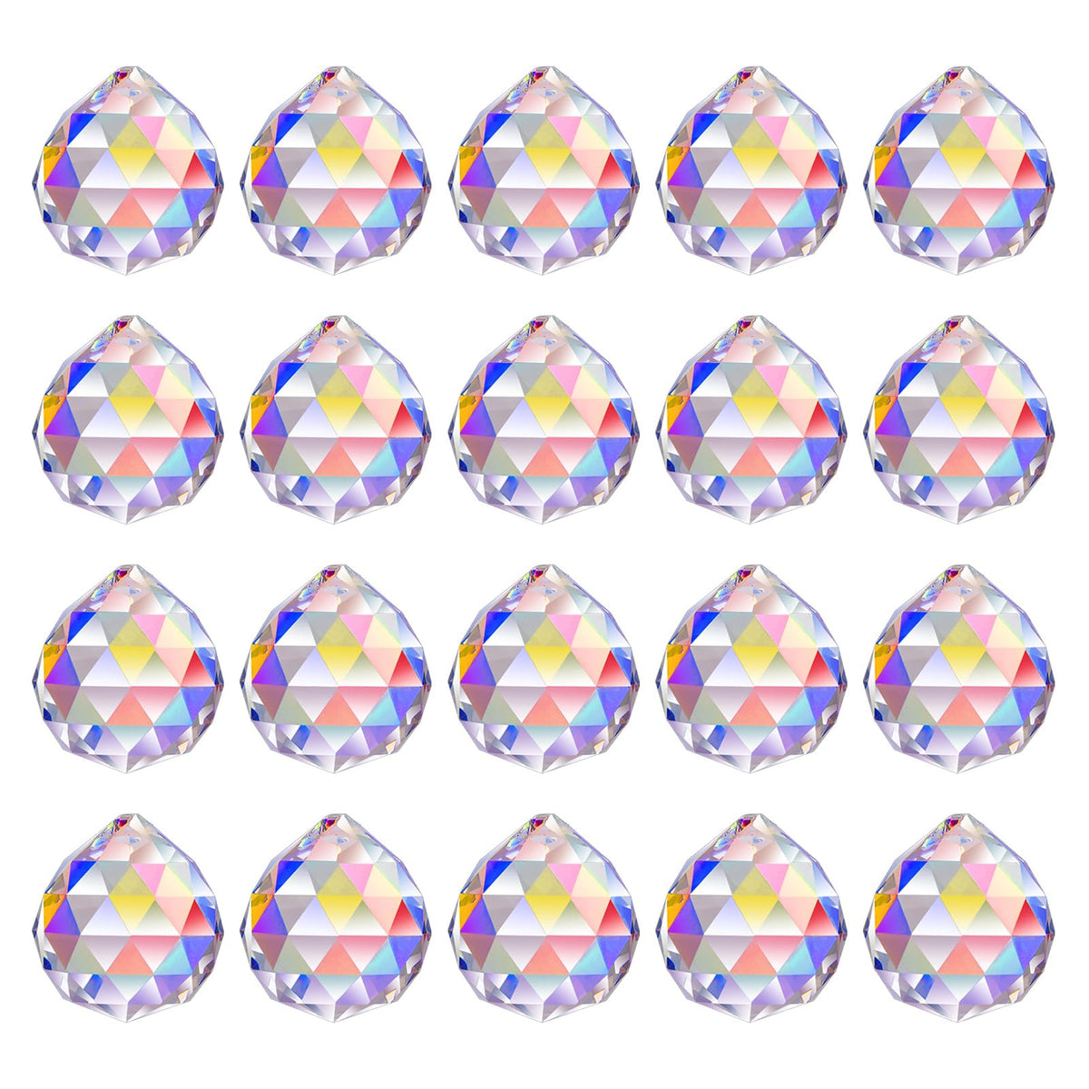 MerryNine 30mm/1.18" 20pack Crystal Ball Prism Sunshine Catcher Rainbow Pendants Maker, Hanging Crystals Prisms for Windows, for Feng Shui, for Gift (AB Color)