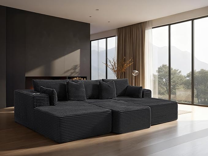 108" Cloud Sectional Couch, Comfort Sleep Sofa