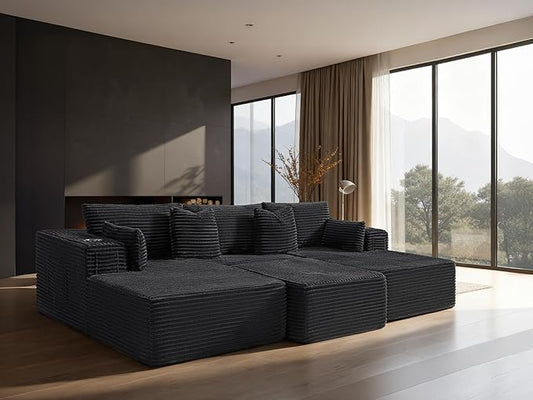 108" Cloud Sectional Couch, Comfort Sleep Sofa