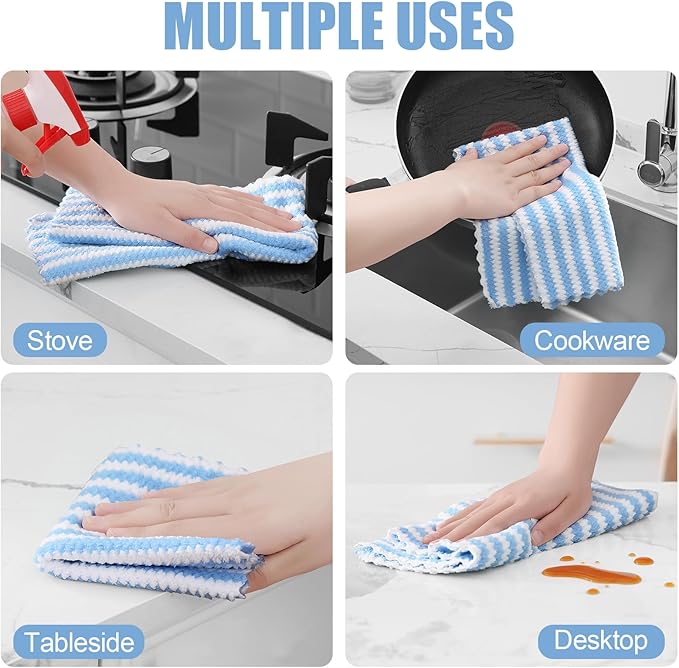 Homaxy Kitchen Towels, Ultra Soft and Absorbent Dish Towels, Reusable Fast