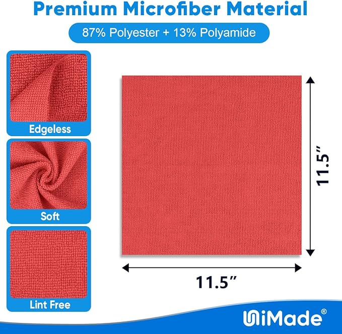 Shop Towels Rags, 50 Pack Reusable Shop Rags Bulk Microfiber Cleaning Cloth