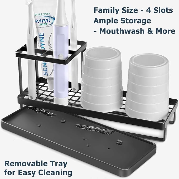 MYITYARD Toothbrush Holders for Bathrooms, 4 Slots Rustproof Metal Tooth
