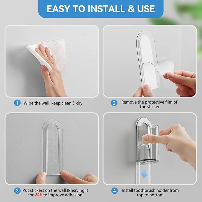 MOPMS Electric Toothbrush Holders Wall Mounted, Single Slot Toothbrush Holders