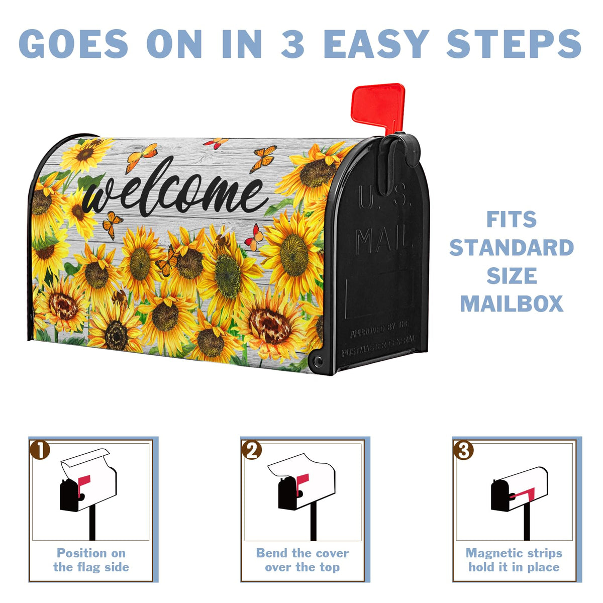 Summer Flowers Mailbox Covers Magnetic Sunflower Mailbox Cover Post Letter Box Cover for Garden 21x18 in Mailbox Wraps for Yard Home Decor