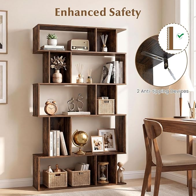 Giantex 5-Tier Bookshelves Set of 2, 10-Cube Geometric Bookcase