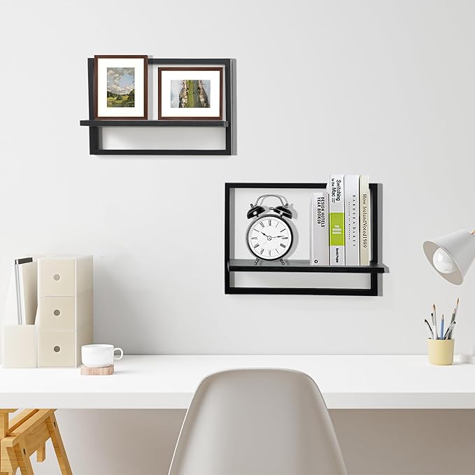 PHOENANCEE Square Floating Shelves, Framed Wall Shelf Decorative Set of 4