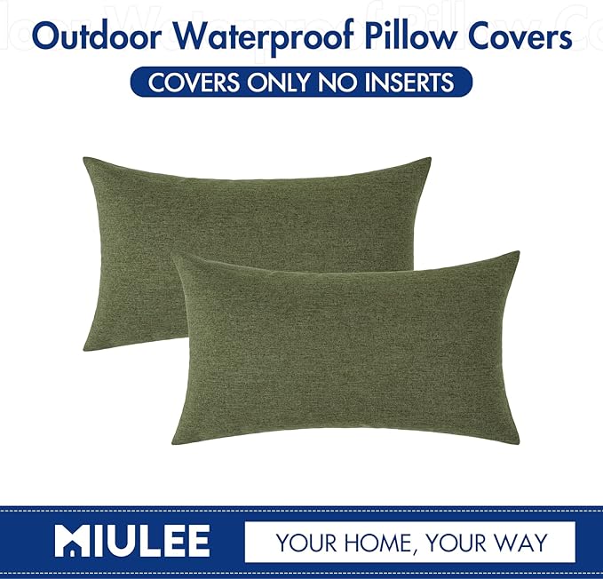 MIULEE Pack of 2 Decorative Outdoor Solid Waterproof Throw Pillow Covers Faux