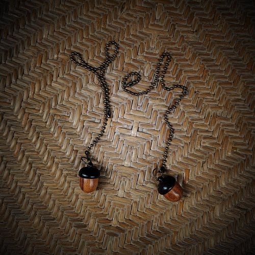 2-Pack Wooden Hollow Acord Ceiling Fan Pull Chain Vintage Rustic Ornament Pendant Decorative Fan String Pulls