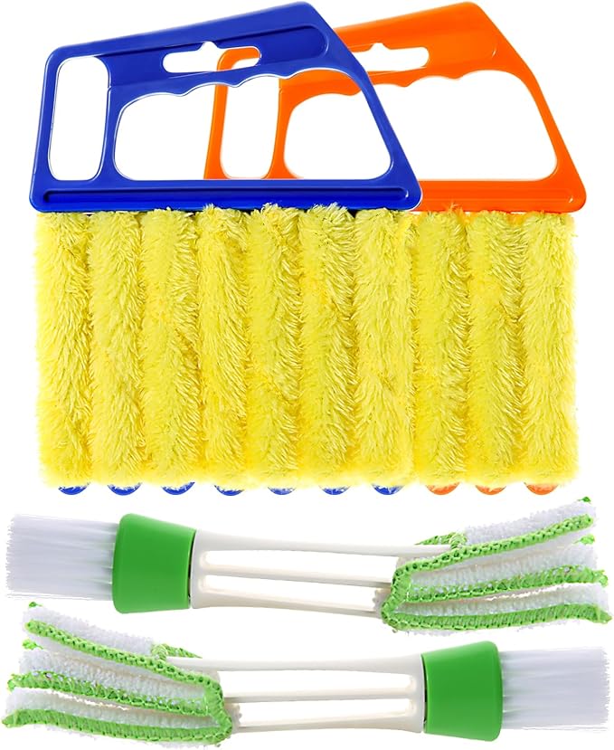 4Pcs Window Venetian Blind Cleaner Duster Tool, Washable 7 Fingers Dusting