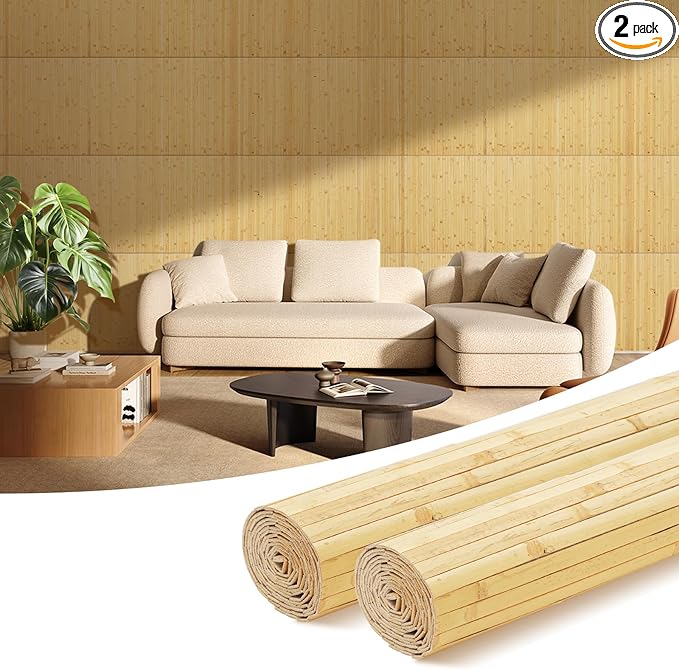 OUZUGIE 2 Pack 96x24 Inch Natural Bamboo Wall Panel – Natural Pole Wrap Paneling