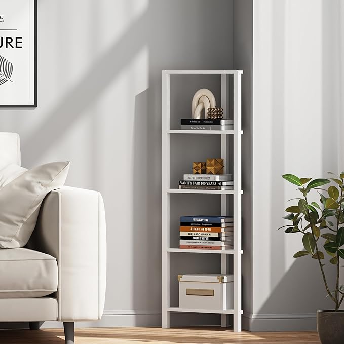 TUTOTAK Corner Shelf, 5-Tier Corner Bookshelf