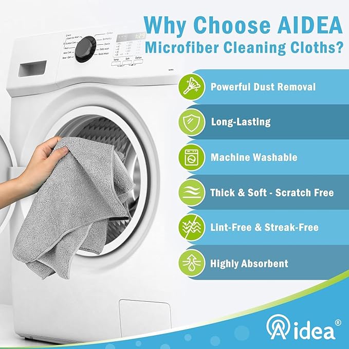 AIDEA Microfiber Cleaning Cloth-8PK, Soft Microfiber Towels