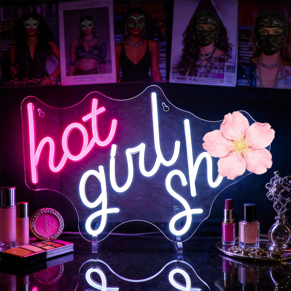 Qetibwk Neon Sign for Wall Decor Led Neon Signs Light Up Sign Room Decor Neon Lights Sign USB Powered (Hot girl)