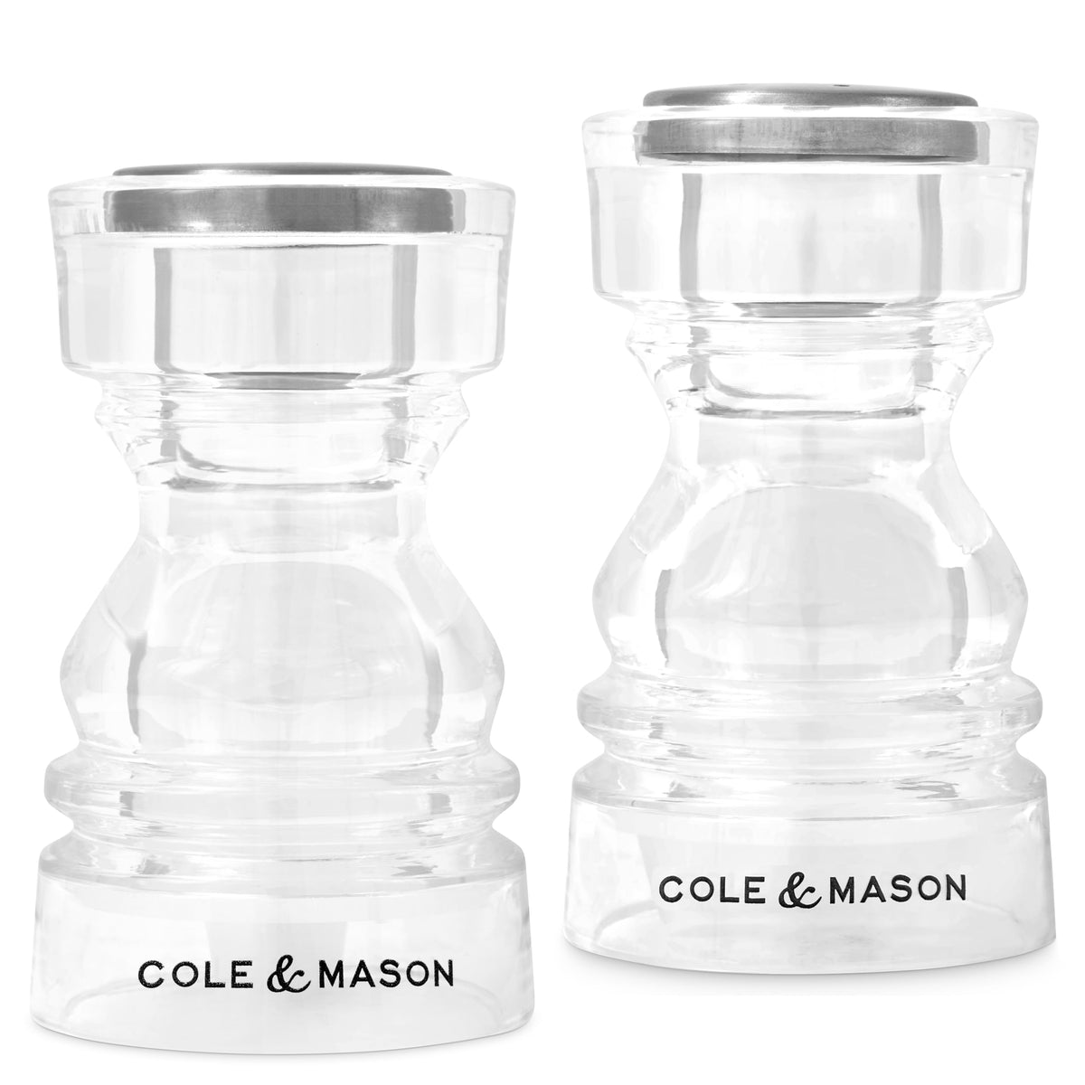 Cole & Mason London Mini Salt & Pepper Shaker Gift Set – 3" Durable Acrylic Tabletop Seasoning Set – Compact, Lightweight, Easy to Fill & Clean – Modern Design for Dining & Gifting