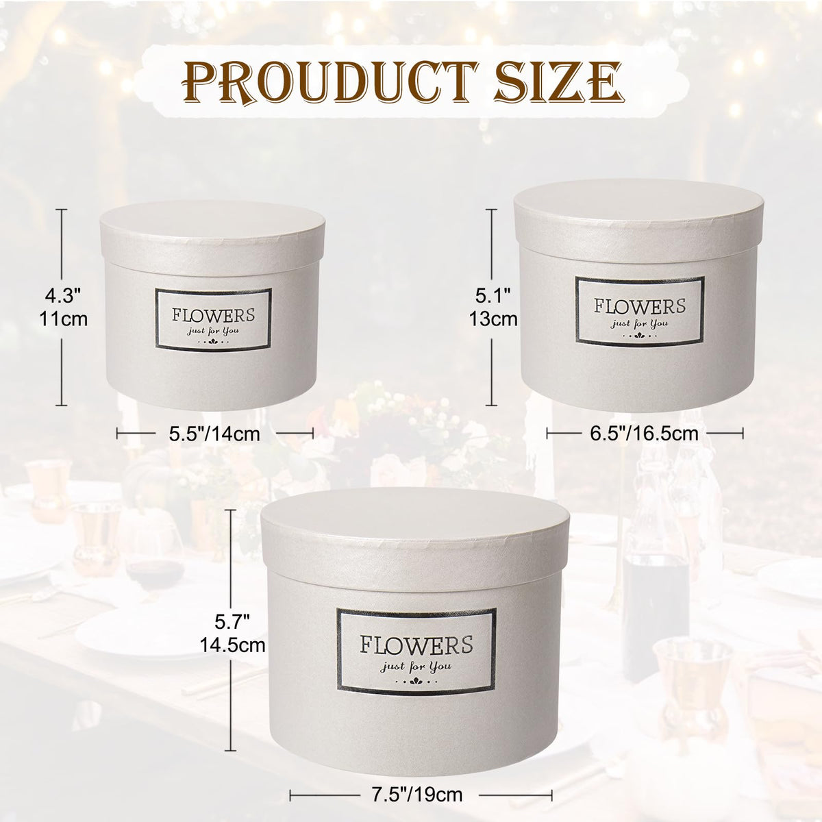 GnFlus White Gift Box Round Gift Boxes with Lids Set of 3 Nesting Gift Boxes for Presents Assorted Sizes Flower Boxes for Arrangements Birthday Wedding Bridesmaid Graduation Christmas Party Gift Bags