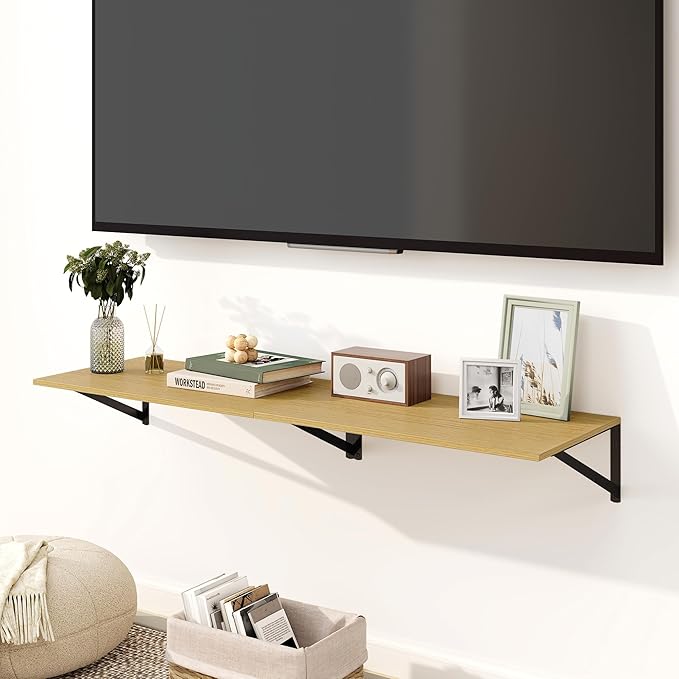 Fun Memories Floating Shelves for Wall, 12 Inch Deep Floating Shelves Set of 2