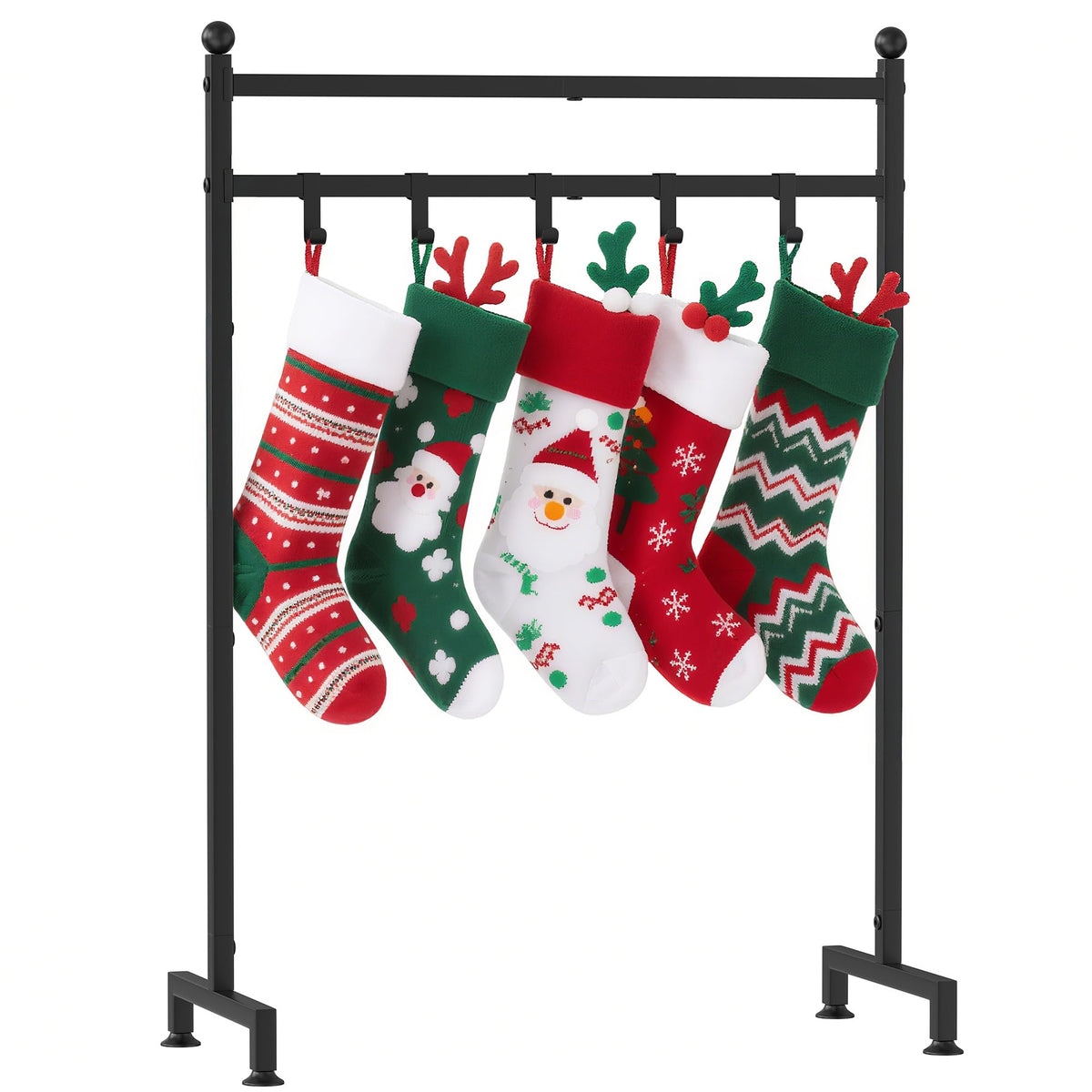 GloTika Christmas Stocking Holder Stand with 6 Hook, Heavy Duty Freestanding Christmas Stocking Hanger, Metal Holiday Decor Hanger Display for Home, Floor, Living Room