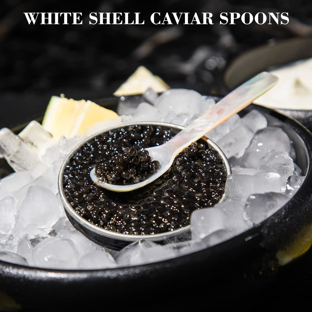 Caviar Spoons Mother of Pearl Mop Spoons with Hand Craft W Round Handle for Caviar, Egg, Ice Cream, Salt, Coffee Serving, Restaurant Serving Set(24 Pieces,2.75 Inch)