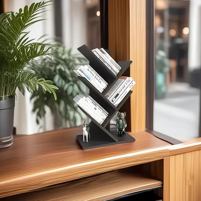 Godferyxin Book Tree Bookshelf, 5-Tier Wood Bookshelf Tree Bookcase