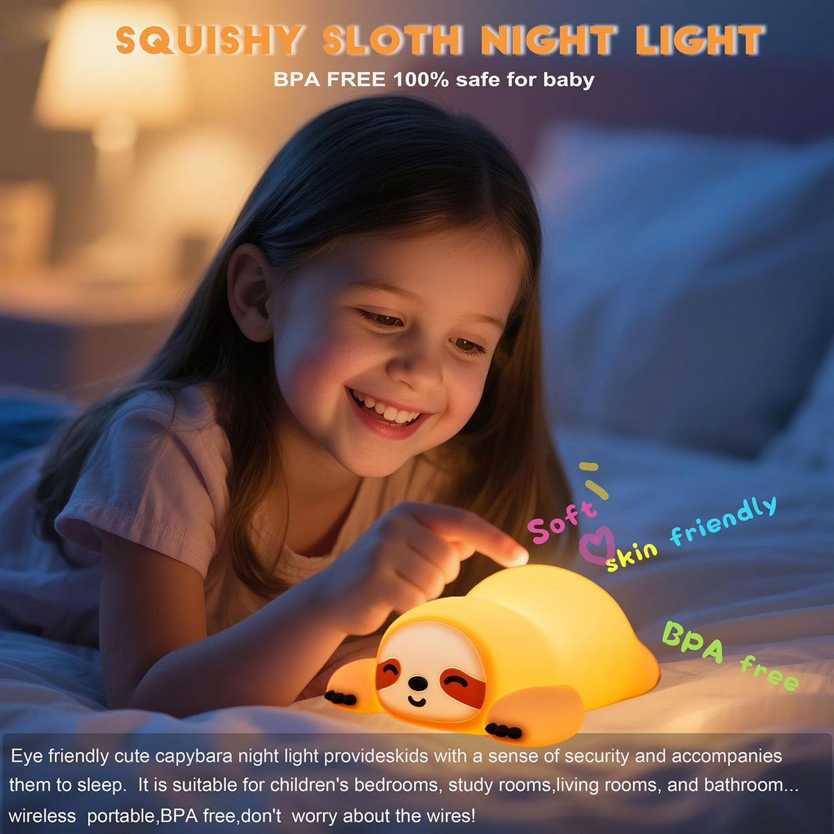 DREAMING MY DREAM Squishy Sloth Night Light,LED Novelty Animal Nightlight,3 Levels Dimmable,30Min Timer Nursery Nightlight for Kids, Bedroom Baby Boys Girls Gifts
