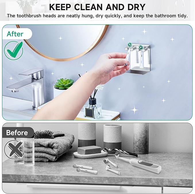 Electric Toothbrush Head Holder, Electric Tooth Brush Holder Desktop or Adhesive