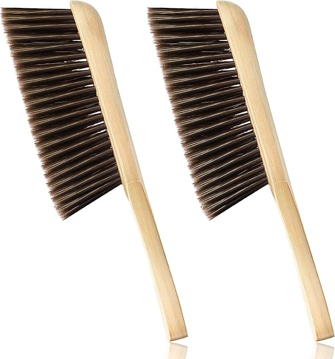 Patelai 2 Pieces Wooden Bench Brushes, Soft Bristles, Long Wood Handle