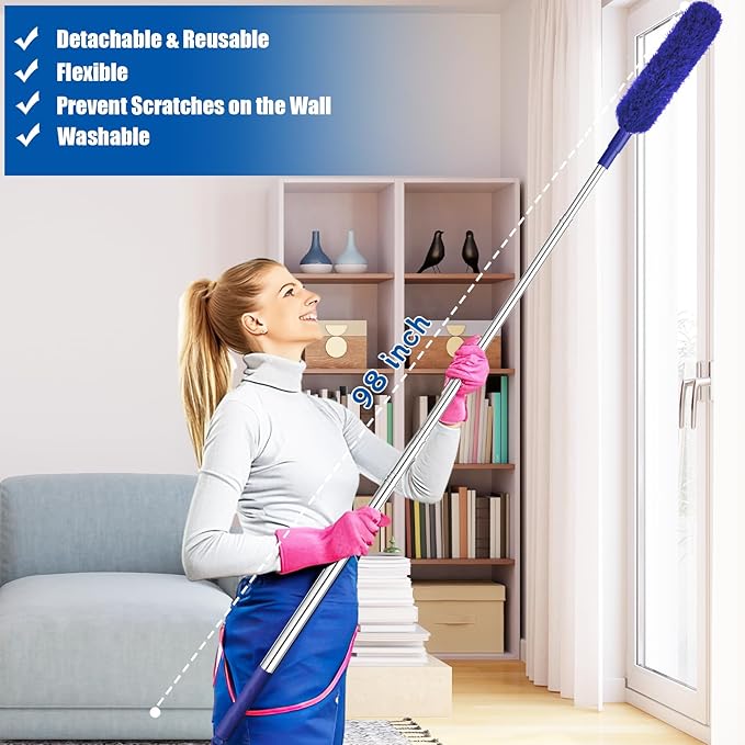 9PCS Dusters for Cleaning, Extendable Microfiber Duster