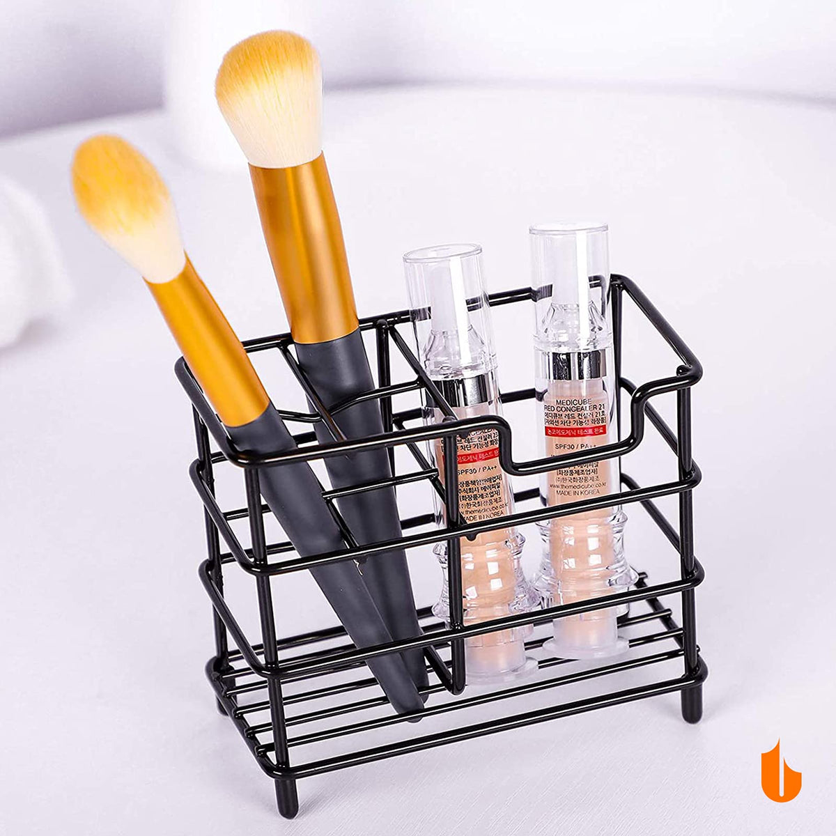 Urbanstrive 304 Stainless Steel Bathroom Toothbrush Holder Toothpaste Holder Stand Bathroom Accessories Organizer (Silver, Large)