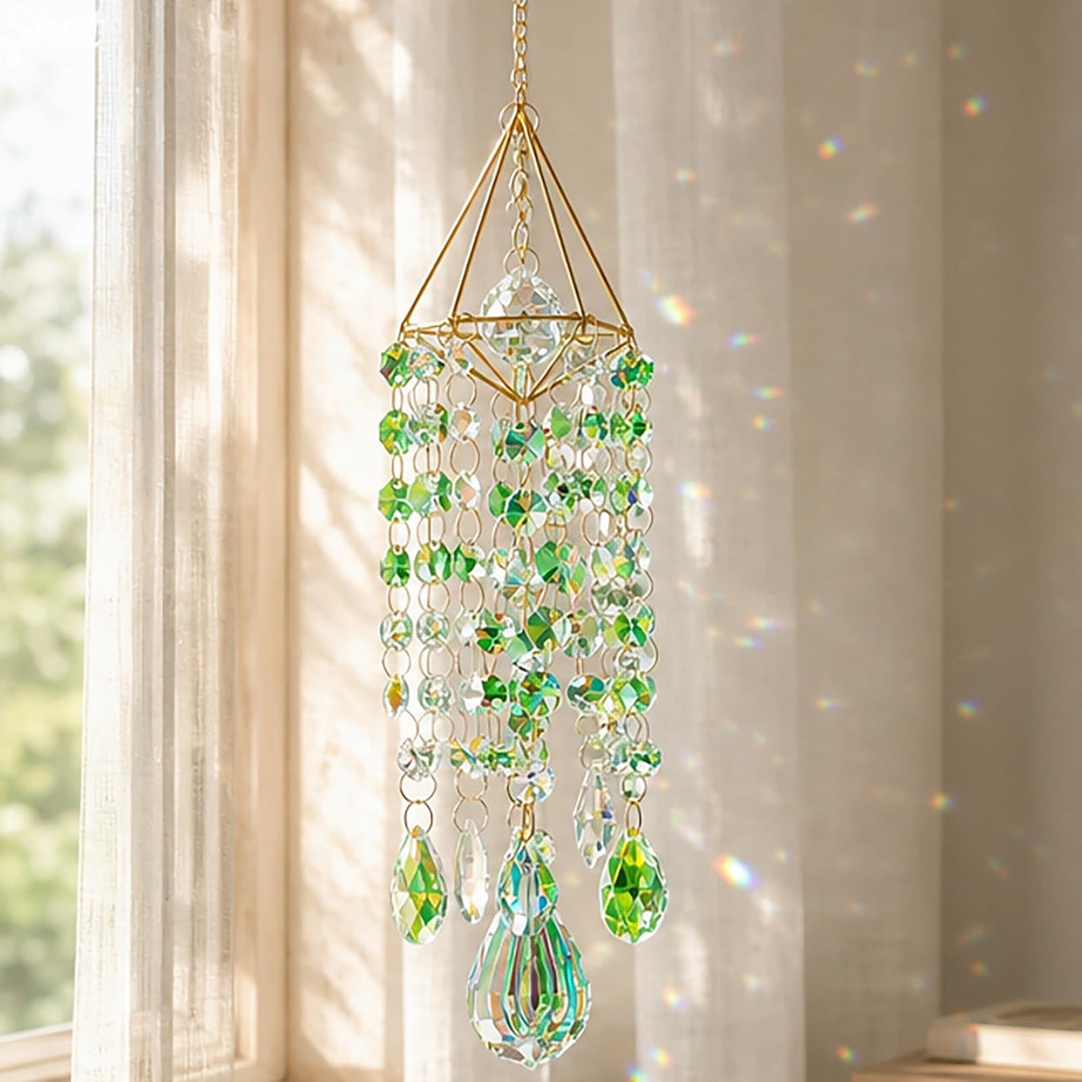YummyCarrot Sun Catcher Crystals for Window Hanging, Rainbow Prism Sun Catcher with Crystal Prisms, Hanging Crystal Suncatchers Indoor Window Decor, Window Suncatcher Light Catcher