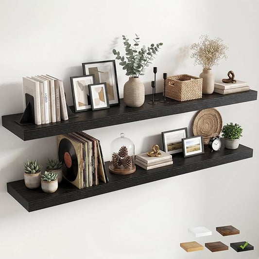 12 inch Deep Floating Shelves for Wall, 72 inch Wide Engineered Wood Wall