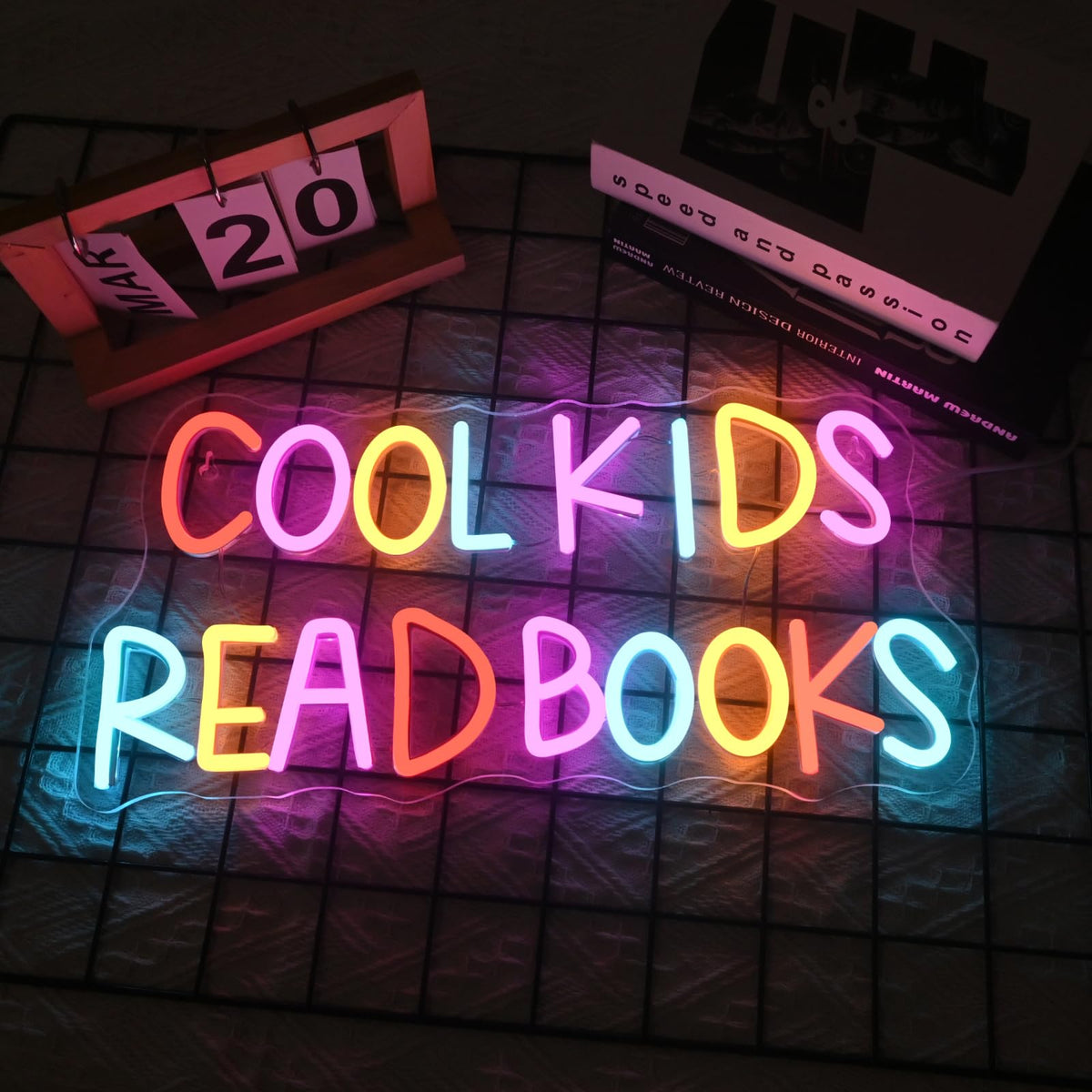 VVYXX Cool Kids Read Books Neon Sign Reading Corner for Kids Neon Signs for Wall Decor LED Light Library Classroom Book Club Christmas Gift for Teens