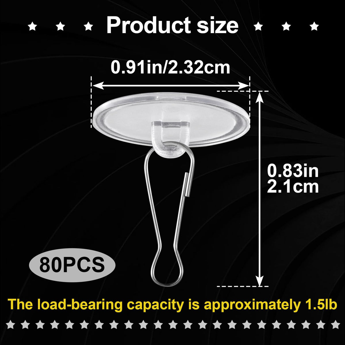 Mxxipp 80 Pack Self-Adhesive Ceiling Hooks for Hanging, Sticky Damage-Free No-Drill Ceiling Discs, Removable Transparent Wall Hanger for Festival Wedding Birthday Party Christams Decorations