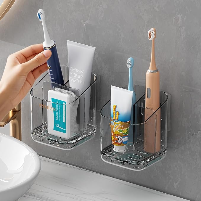 Toothbrush Holders for Bathrooms, 3 Slots Detachable Electric Toothbrush Holder