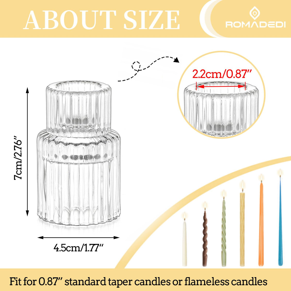 Romadedi Glass Candle Holder for Candlestick - 20 Pcs Clear Small Tapered Candle Holder Wedding Decor Table Centerpiece Bulk for Candle Sticks Christmas Party Living Room Dinner Advent