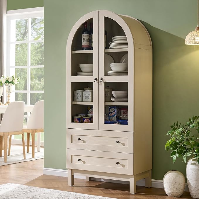 IFGET 71" Tall Arched Kitchen Pantry Cabinet, Wood Kitchens Storage Cabinets