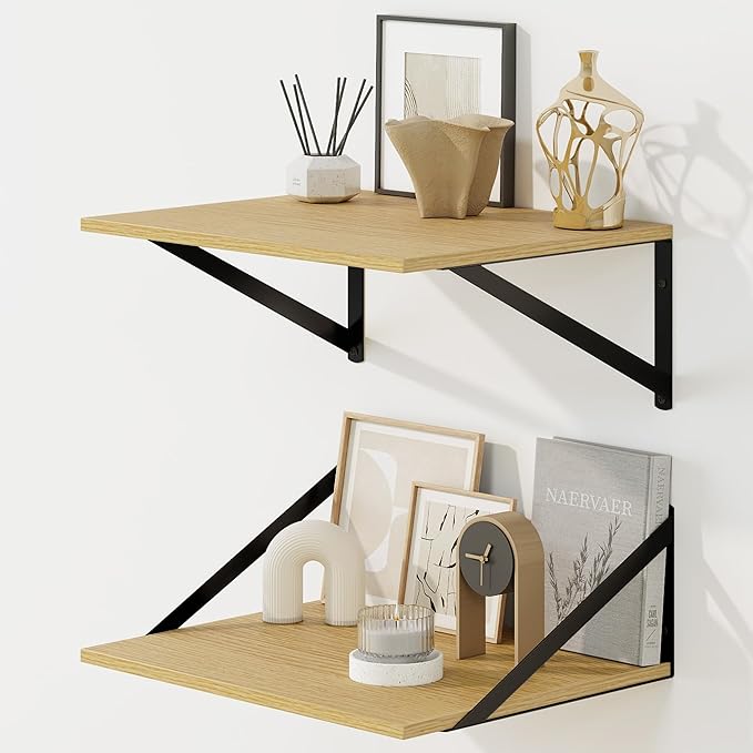 Fun Memories Floating Shelves for Wall, 12 Inch Deep Floating Shelves Set of 2