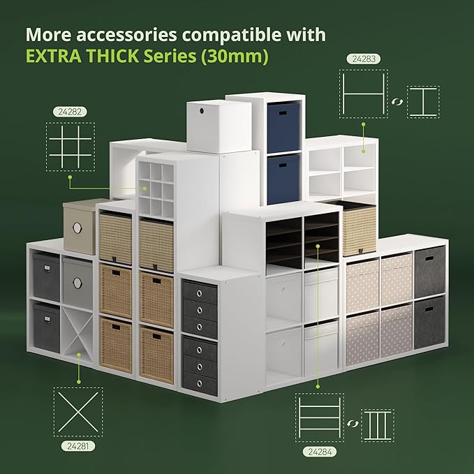 Furinno Cubicle Book Shelf, 3-Cube Bookshelf, Extra Thick Frame Horizontally &