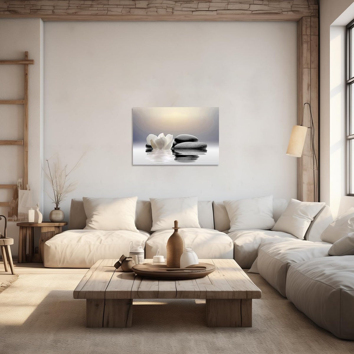 LZIMU Zen Canvas Wall Art Lotus Flowers and Stones Spa Pictures Wall Decor Art Prints for Yoga Meditation Room Decor (12x18in (30x45cm))
