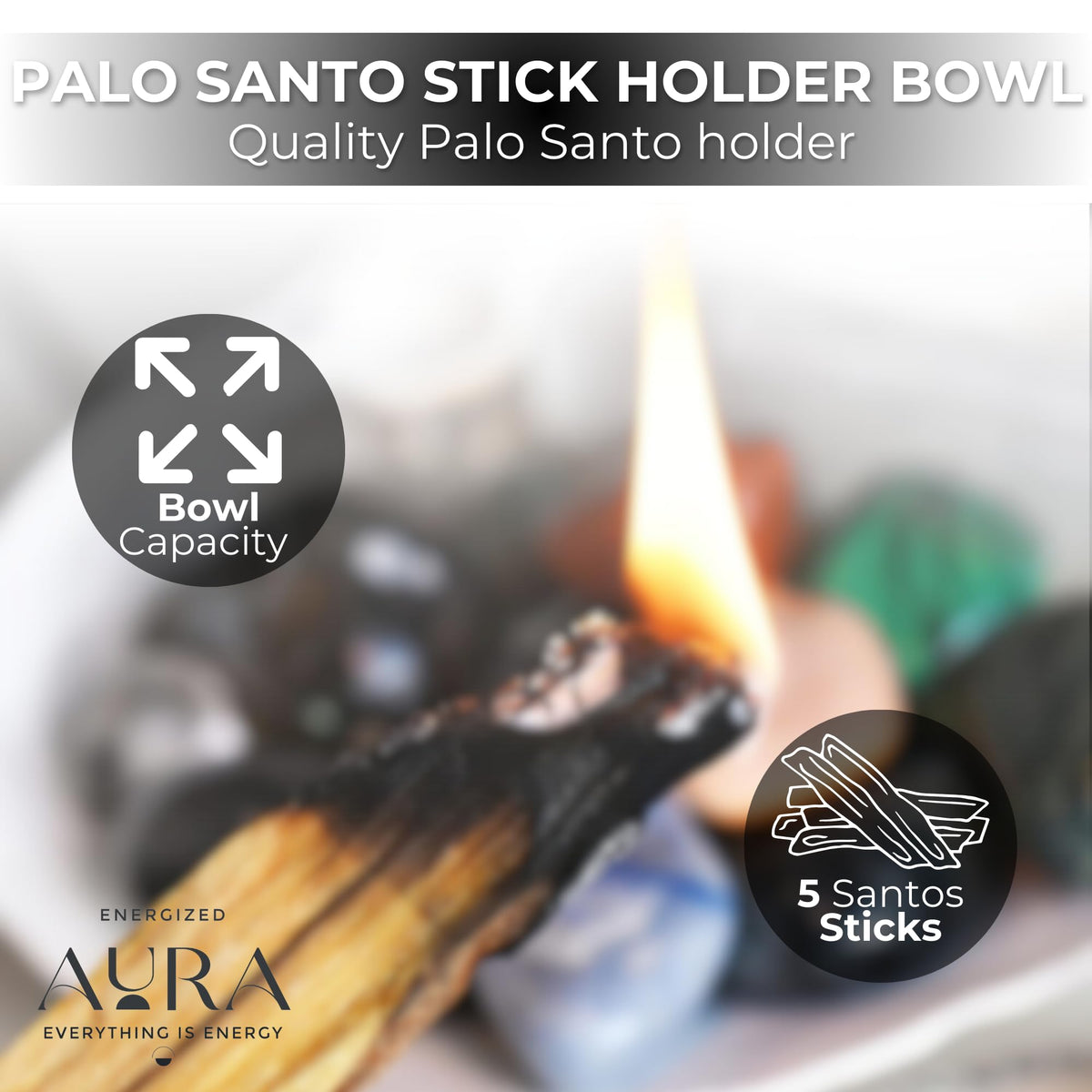 5 Palo Santo Sticks - Palo Santo Holder - Palo Santo Burner - PaloSanto Sticks with Holder - Palosanto Stick - Meditation Accessories