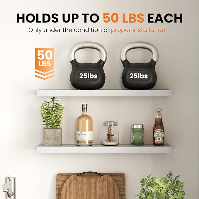 Fun Memories Floating Shelves for Wall, 48 Inch Long Set of 2 Rustic Wood Wall