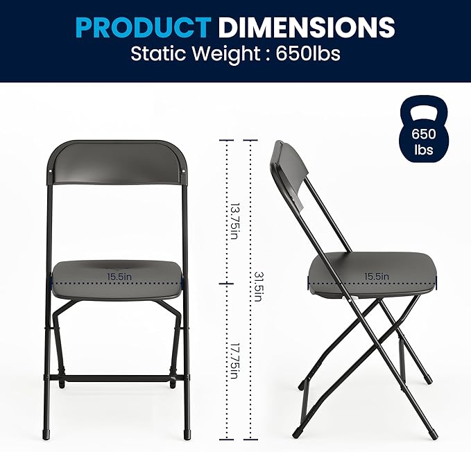 Flash Furniture Hercules Set of 10 Indoor/Outdoor Heavy-Duty Plastic Folding