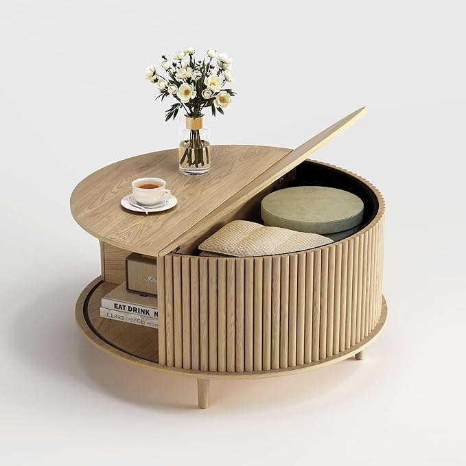 SULIVES Round Coffee Table