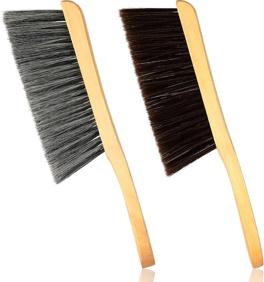 Patelai 2 Pieces Wooden Bench Brushes Fireplace Brush Natural Fiber Bench Soft