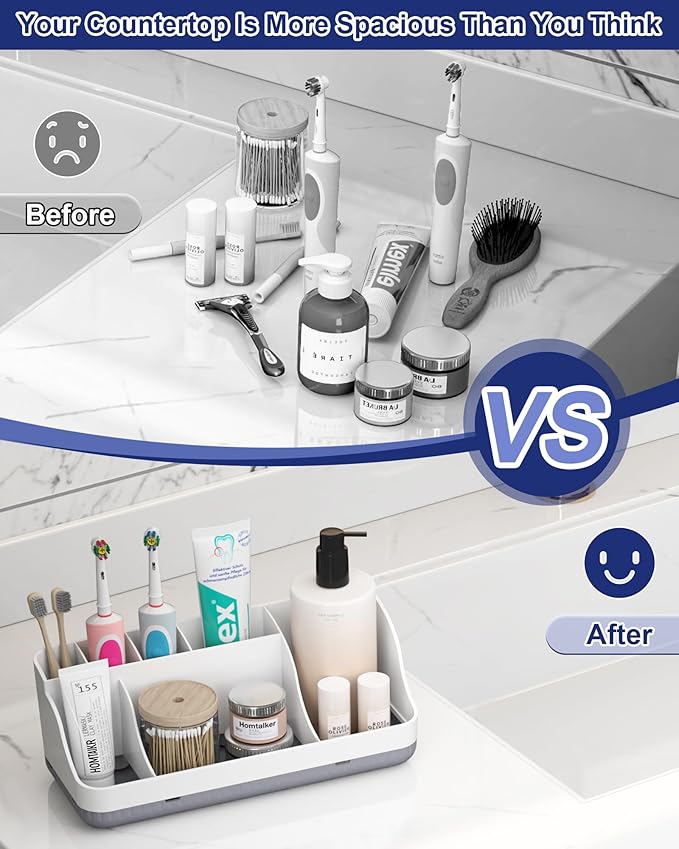 Bathroom Counter Organizer and Storage, 7 Slots Detachable Toothbrush Holders